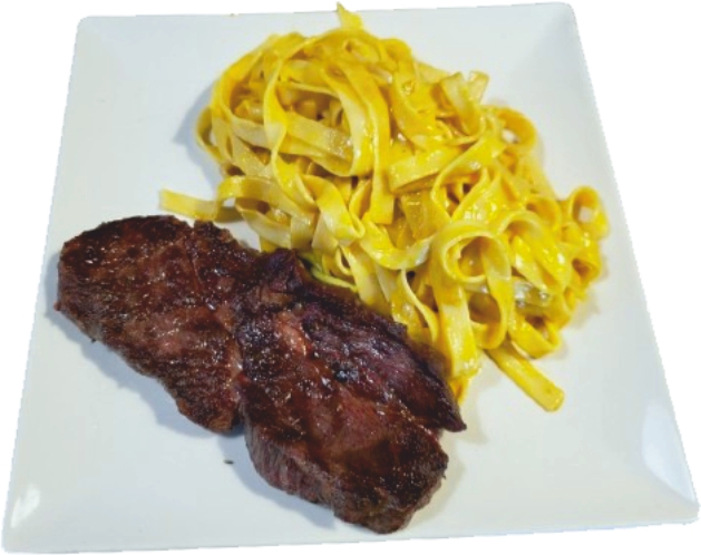 bistek con pasta