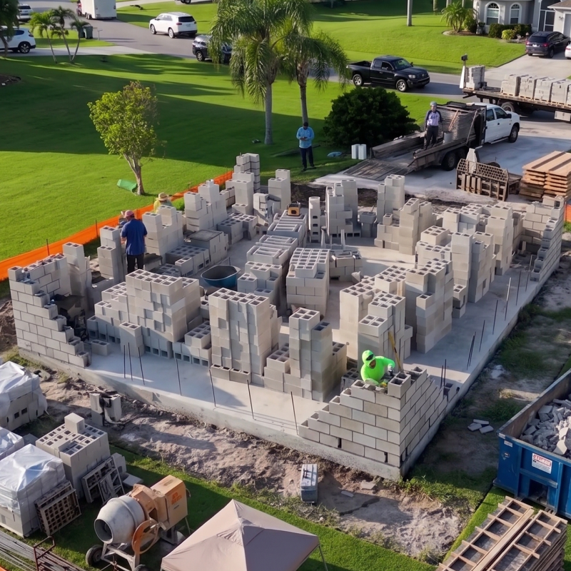 Concrete Blocks installation Venice Commercial Services concrete and construction project in Port St. Lucie.