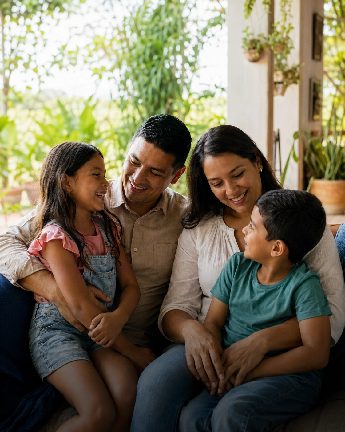 Familia compartiendo un momento de bienestar