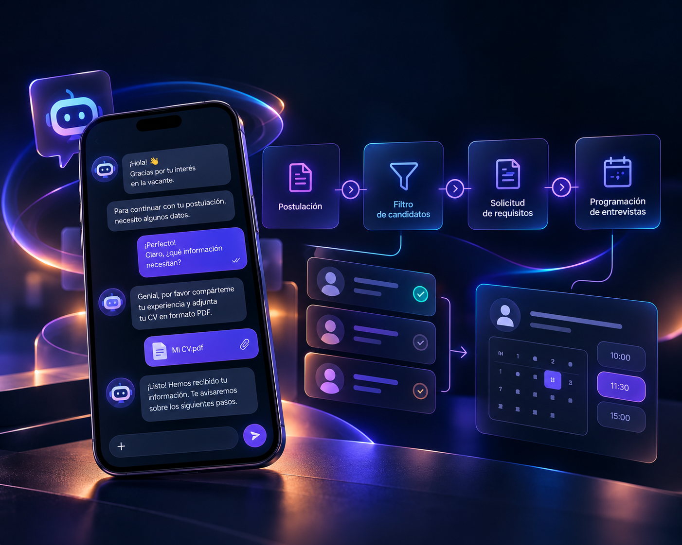 Flujo de reclutamiento con chatbot IA